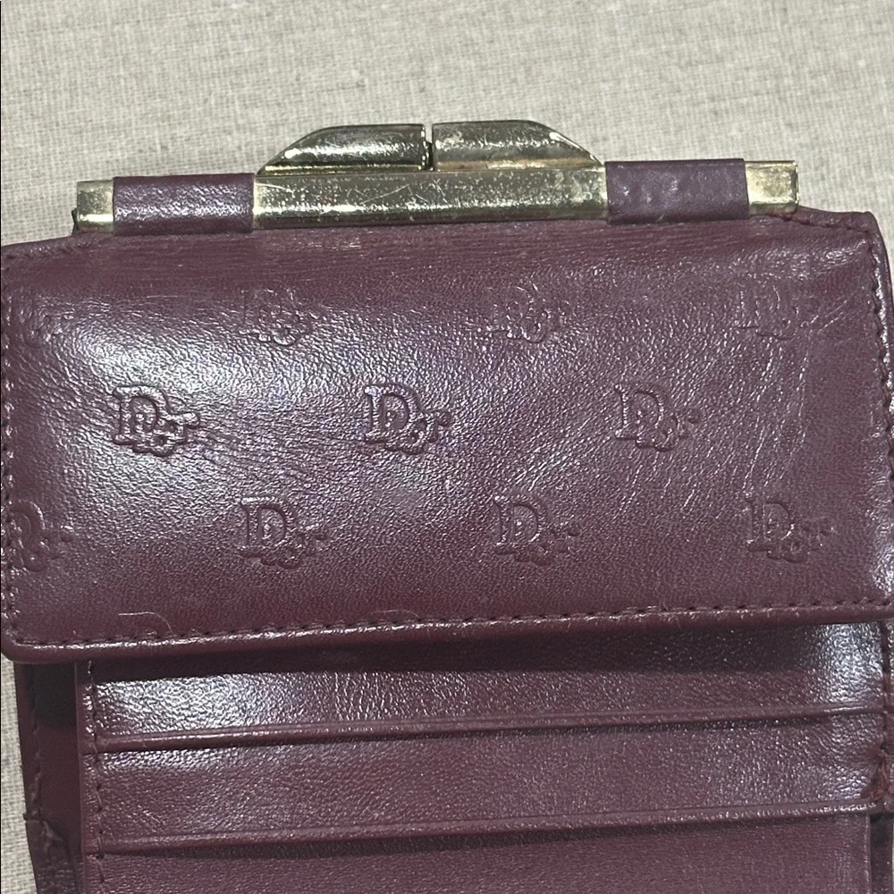 Dior TriFold Burgundy Leather Wallet‎